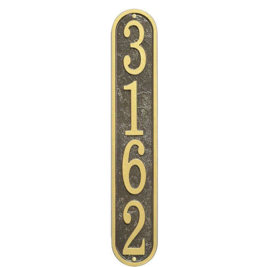 Mailboxes * | Whitehall Products Fast And Easy Vertical House Number Plaque, Bronze/Gold