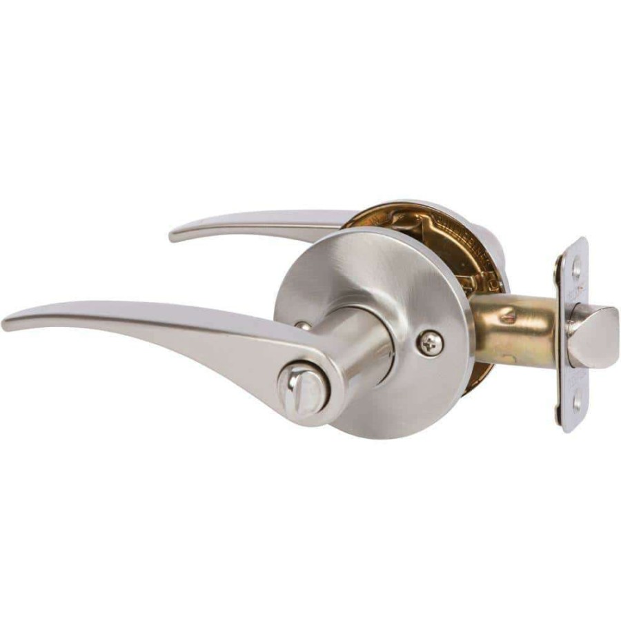 Door Hardware * | Delaney Hardware Contemporary Dayton Satin Nickel Bed/Bath Door Handle