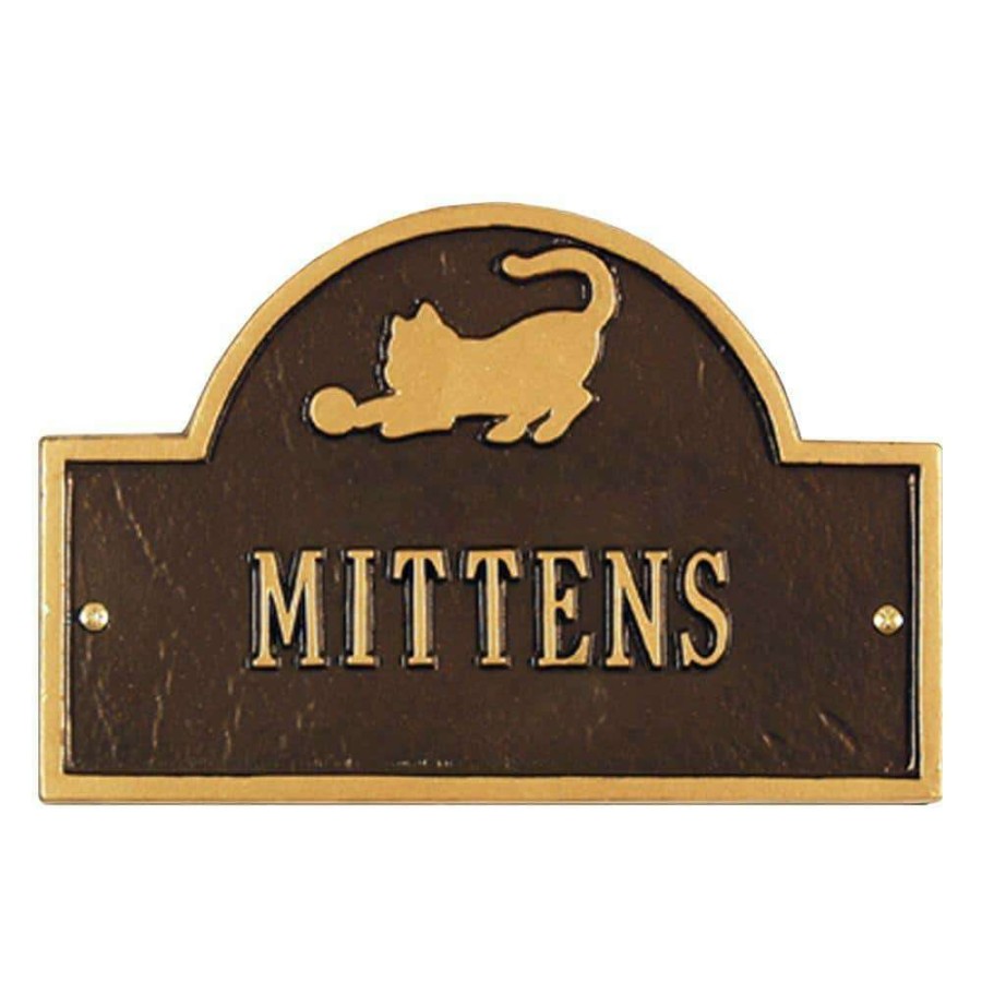 Signage * | Whitehall Products Pet Cat Mini Arch Bronze/Gold One Line Wall Marker