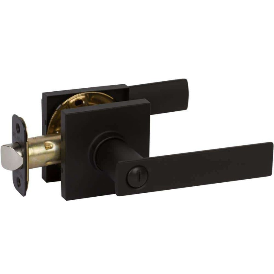 Door Hardware * | Delaney Hardware Hk Series Black Bed/Bath Contemporary Style Straight Privacy Door Handle