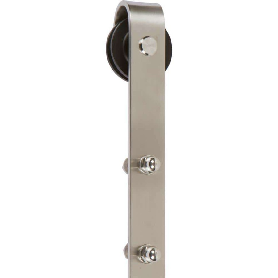 Door Hardware * | Delaney Hardware 1000 Series 5 Ft. Satin Nickel Standard Style Rollers Barn Door Hardware Kit