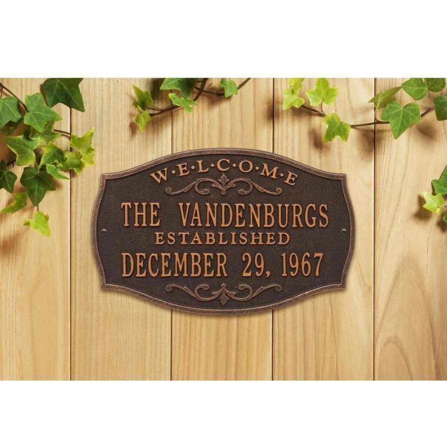 Mailboxes * | Whitehall Products Brookfield Welcome Rectangular Standard Wall 2-Line Anniversary Personalized Plaque In Oil-Rubbed Bronze