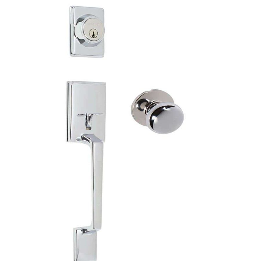 Door Hardware * | Delaney Hardware Capri Bright Chrome Single Cylinder Deadbolt Entry Door Handleset