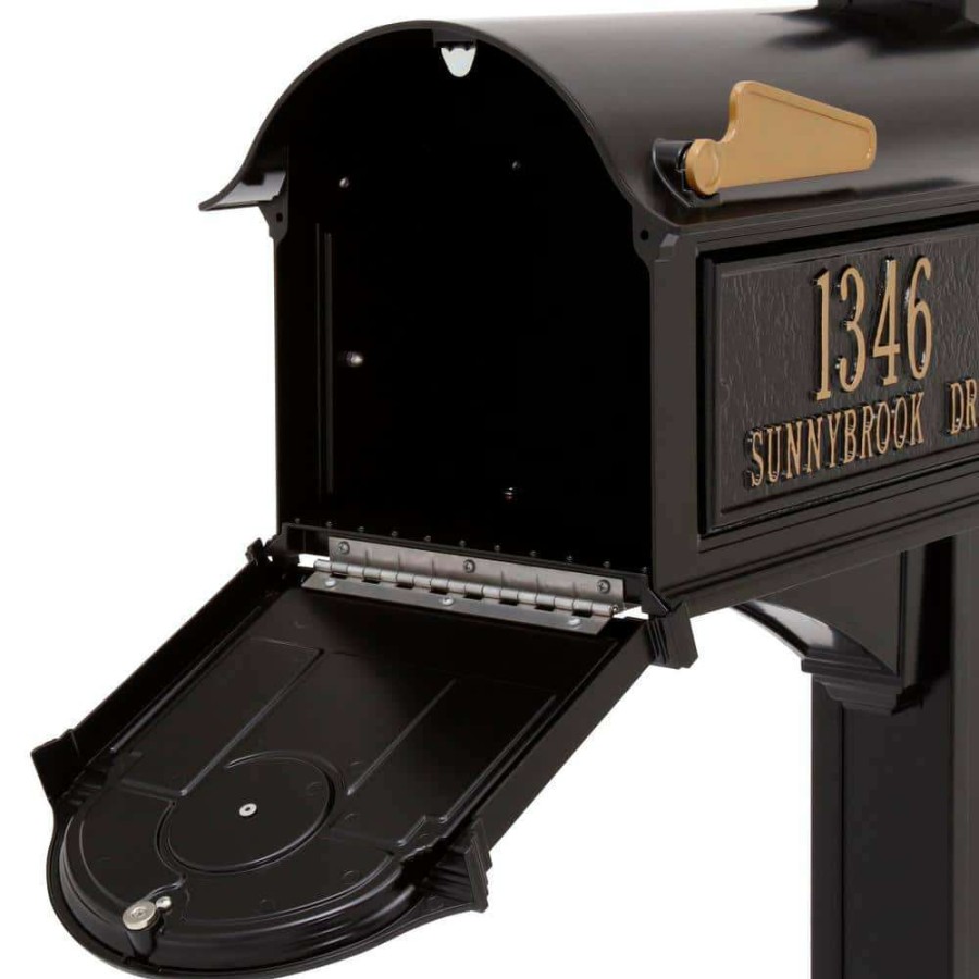 Mailboxes * | Whitehall Products Balmoral Black Streetside Monogram Mailbox Package