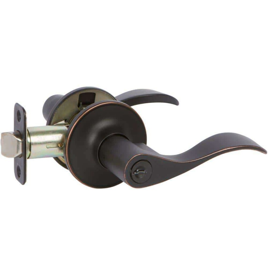 Door Hardware * | Delaney Hardware Callan Bennett Edged Oil Rubbed Bronze Keyed Entry Door Handle