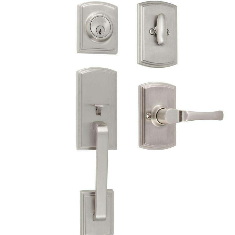 Door Hardware * | Delaney Hardware Italian Collection Visconti Single Cylinder Satin Nickel Door Handleset With Artino Interior