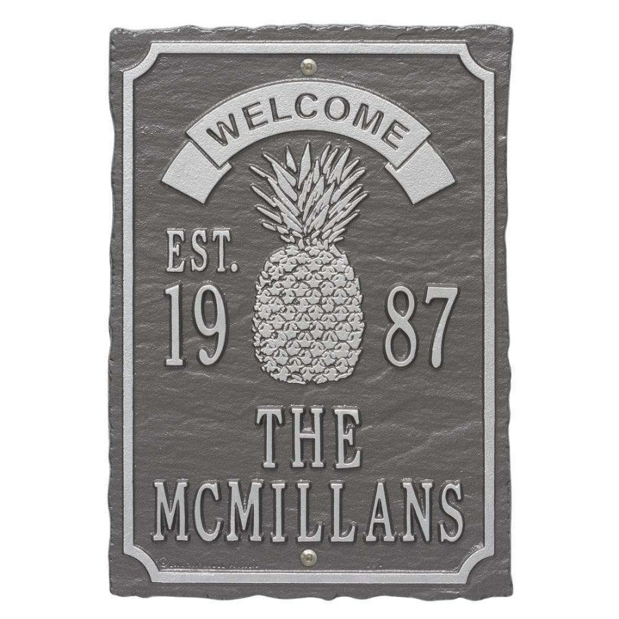 Mailboxes * | Whitehall Products Antebellum Welcome Rectangular Standard Wall 3-Line Anniversary Personalized Plaque In Pewter/Silver