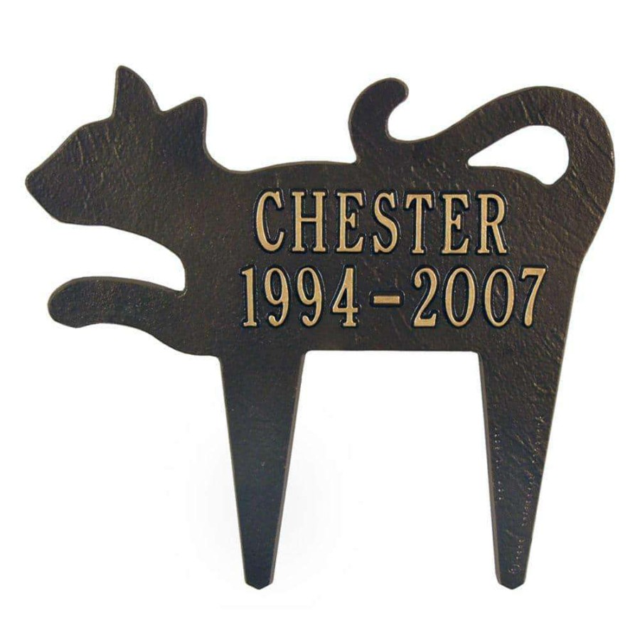 Signage * | Whitehall Products Bronze/Gold Two Line Lawn Silhouette Cat Marker