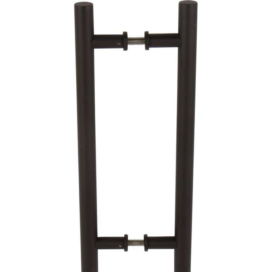 Door Hardware * | Delaney Hardware 15-3/4 In. Black Barn Door Hardware Double Sided Round Pull Handle