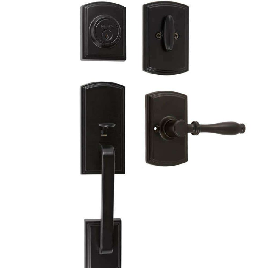 Door Hardware * | Delaney Hardware Italian Collection Visconti Single Cylinder Black Door Handleset With Sorado Interior