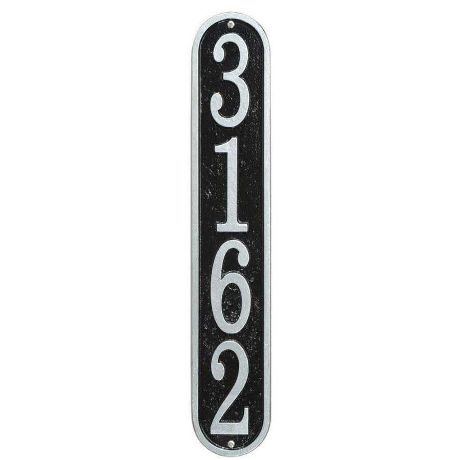 Mailboxes * | Whitehall Products Fast And Easy Vertical House Number Plaque, Black/Silver