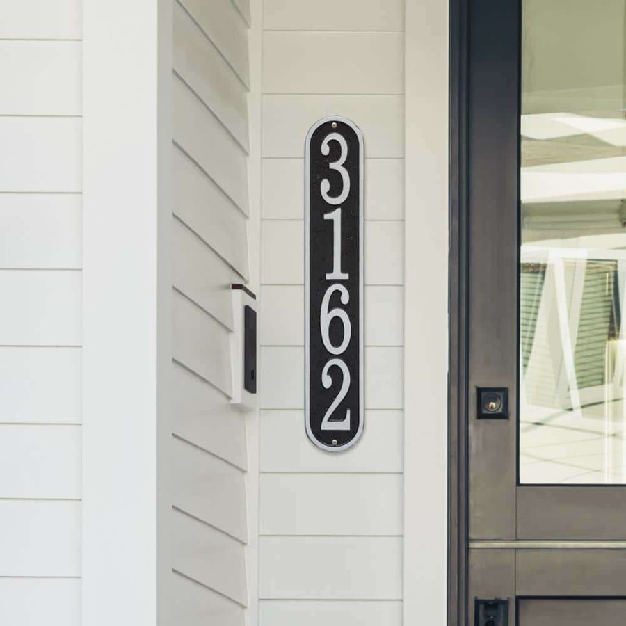 Mailboxes * | Whitehall Products Fast And Easy Vertical House Number Plaque, Black/Silver