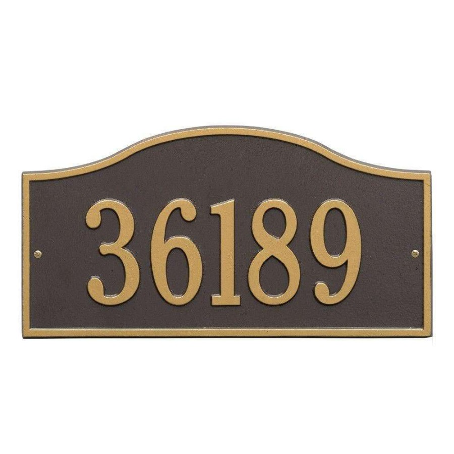 Mailboxes * | Whitehall Products Rolling Hills Rectangular Bronze/Gold Grande Wall One Line Address Plaque