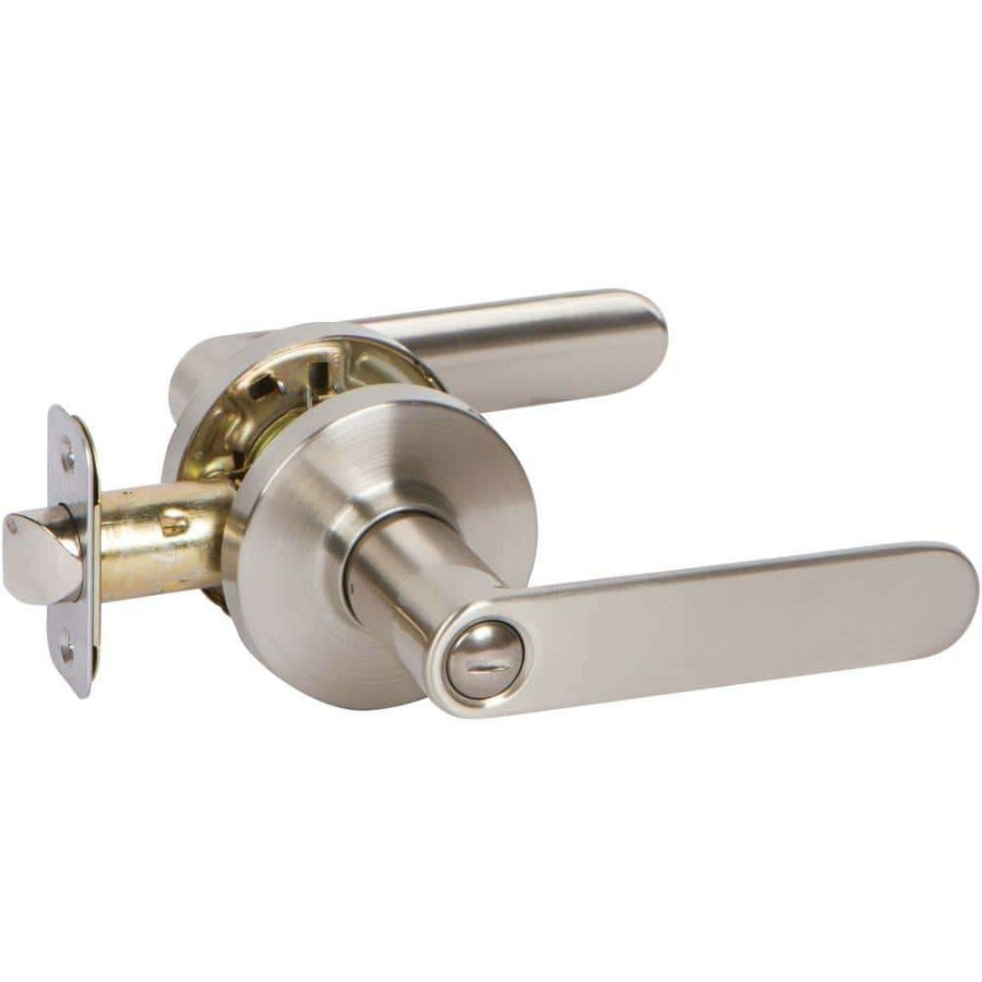 Door Hardware * | Delaney Hardware Vl Series Contemporary Style Satin Nickel Straight Bed/Bath Door Handle