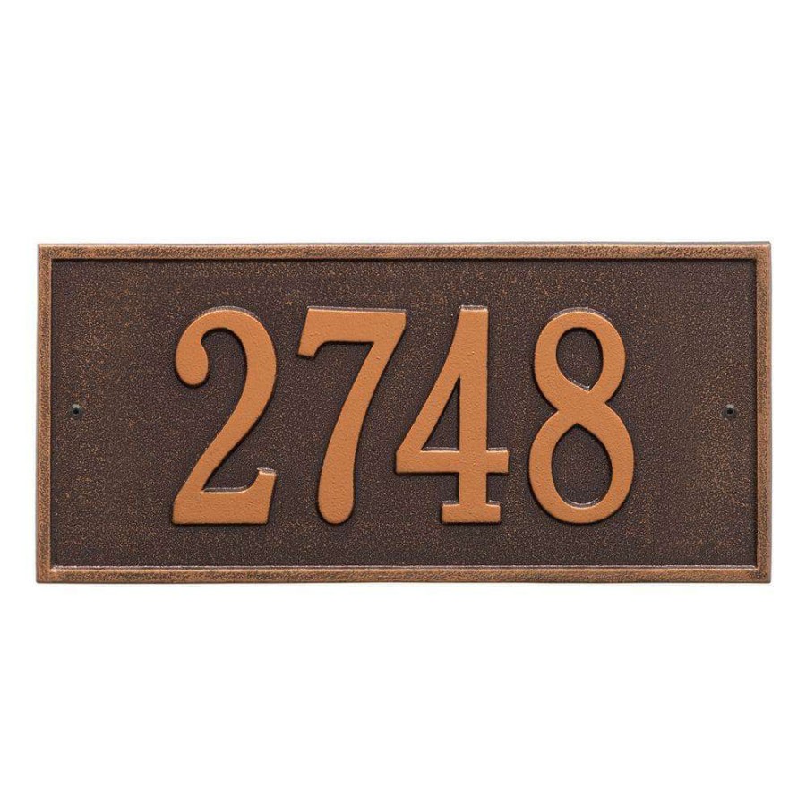 Mailboxes * | Whitehall Products Hartford Rectangular Antique Copper Standard Wall 1-Line Address Plaque