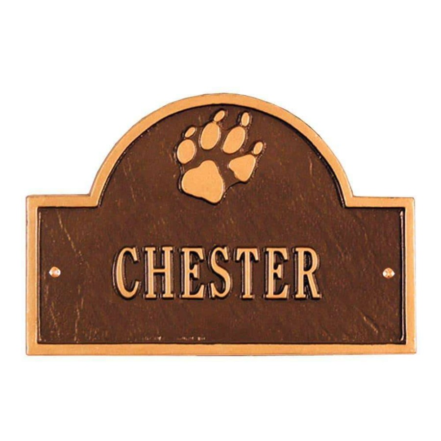 Signage * | Whitehall Products Pet Paw Mini Arch Antique Copper One Line Wall Marker